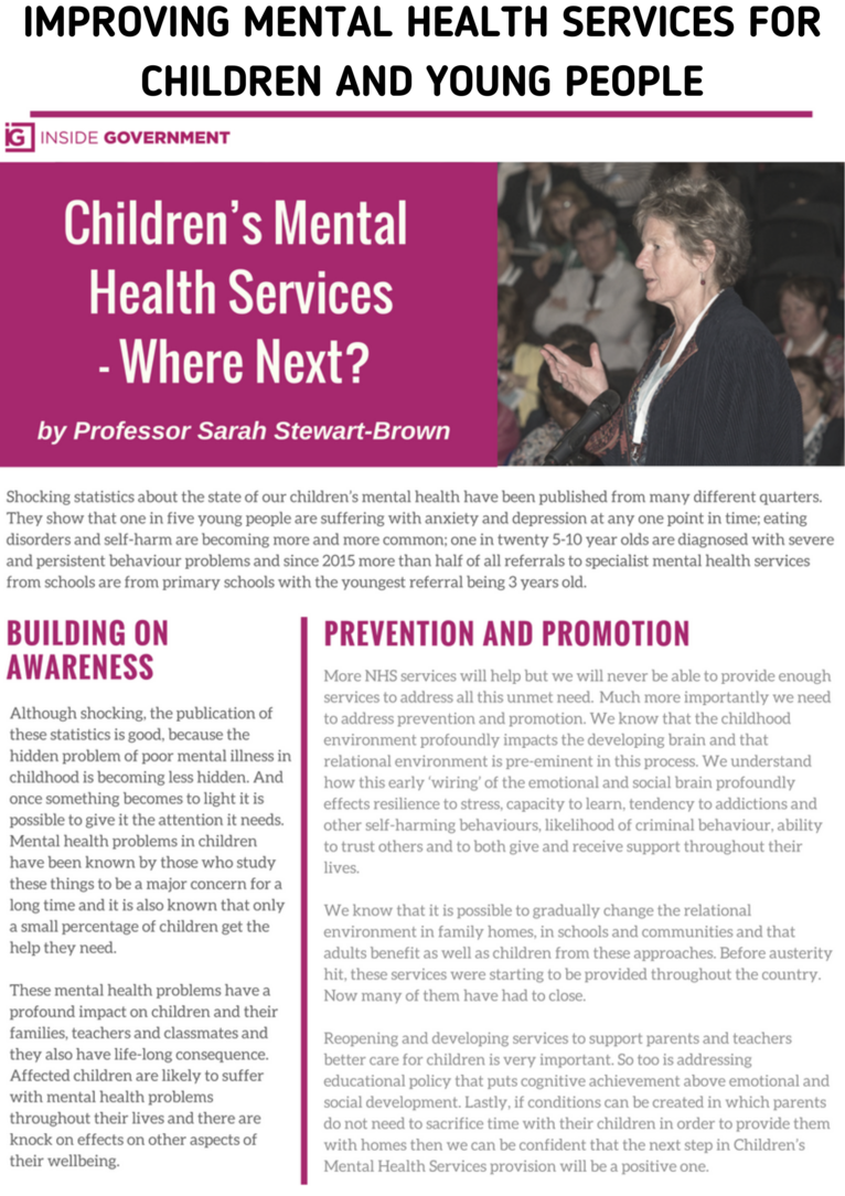 Child Mental Health Services Where Next?